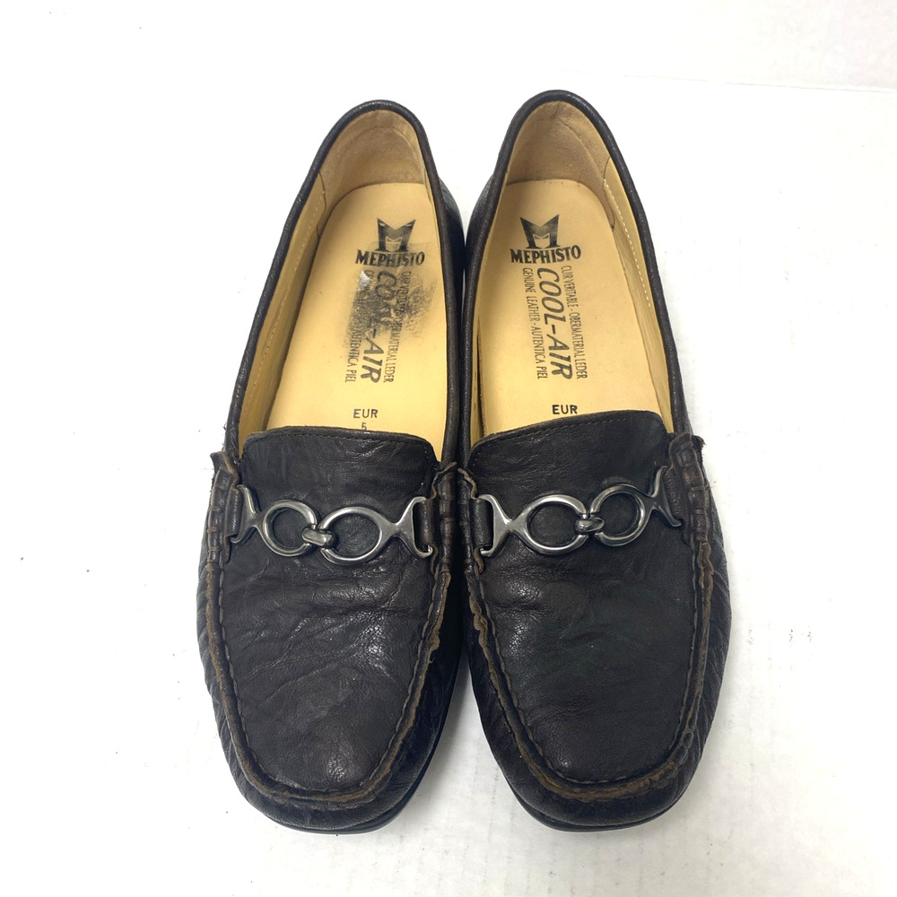 Mephisto Women's Loafer Brown Leather Moc Toe Slip On Flat Comfort 7.5 US - Picture 4 of 10